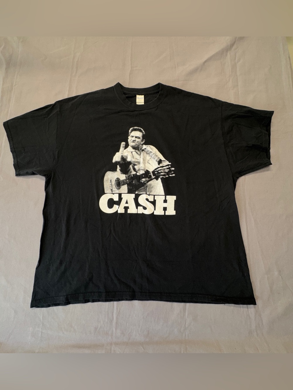 Gildan Black Men's CASH Graphic Tee with White Print g17